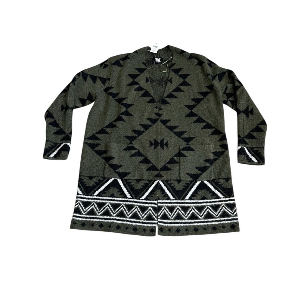 NWT Frye Knee Length Green and Black Patterned Women's Sweater - Picture 2 of 5